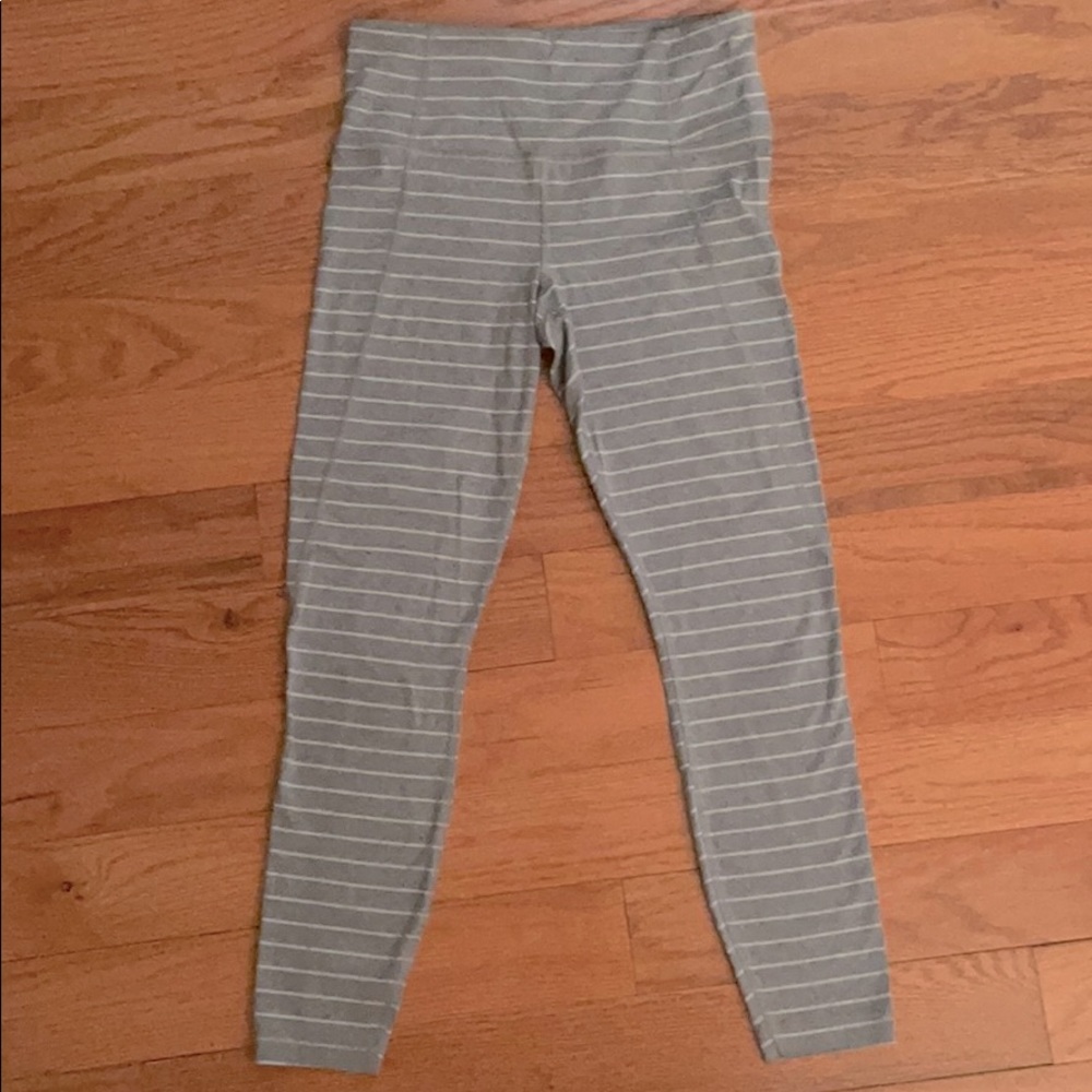Athleta grey&white stripped leggings.